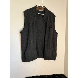 MFH Baby Alpaca Wool Blend Vest sweater  L Wool Zipper Sweater Gray PERU